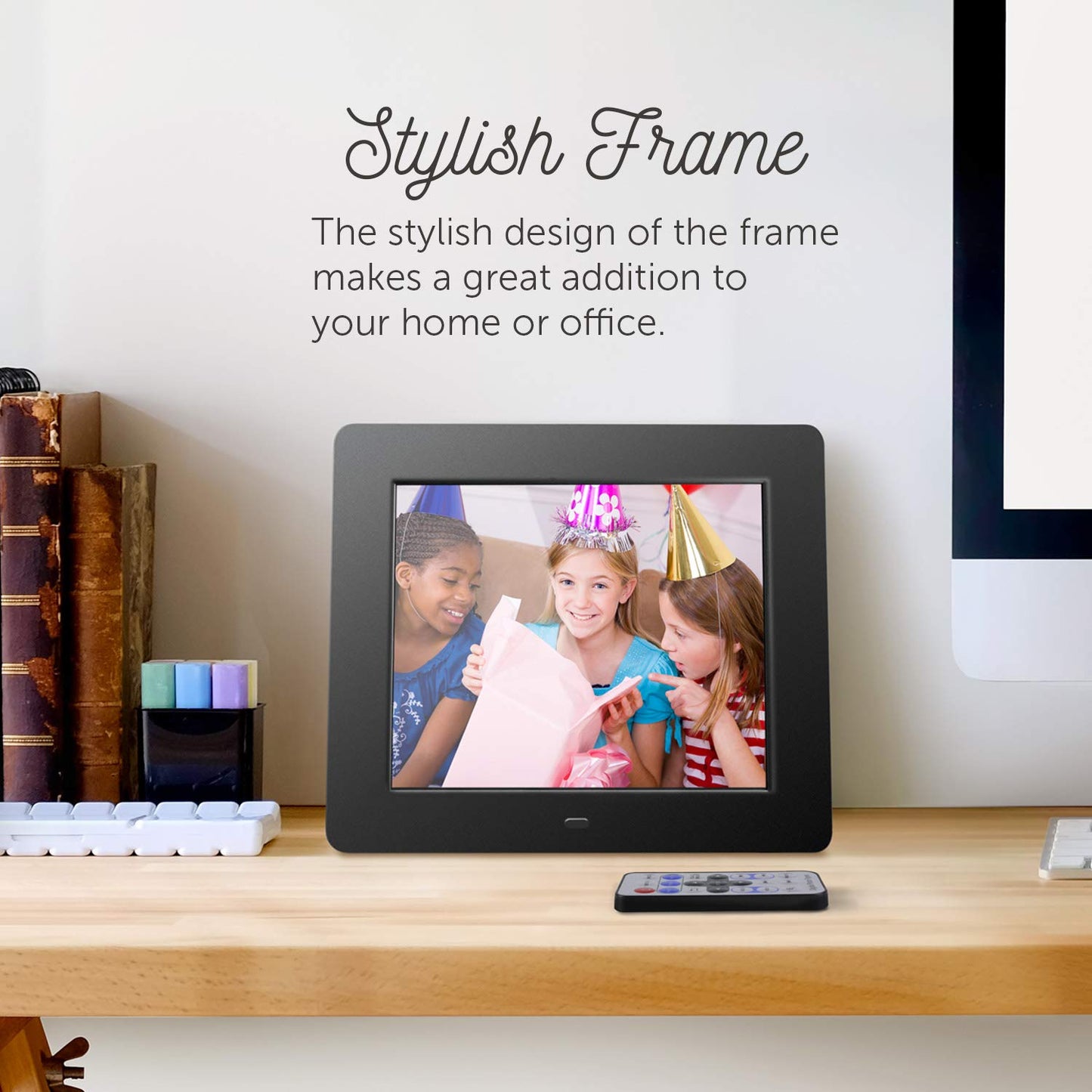 Aluratek (ADMPF108F) 8" Hi-Res Digital Photo Frame with 4GB Built-In Memory (800 x 600 Resolution), Photo/Music/Video Support