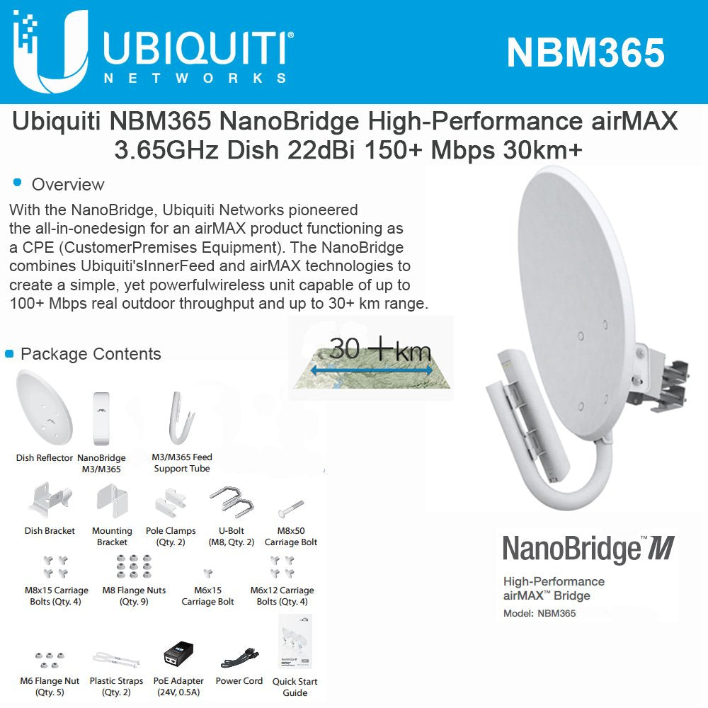Ubiquiti NanoBridge M Wireless Bridge (NBM365)