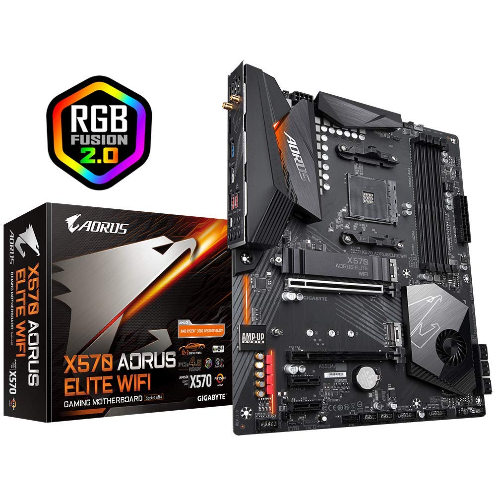 Gigabyte X570 AORUS Elite WiFi (AMD Ryzen 3000/X570/ATX/PCIe4.0/DDR4/Intel Dual Band 802.11AC WiFi/Front USB Type-C/RGB Fusion 2.0/M.2 Thermal Guard/Gaming Motherboard)