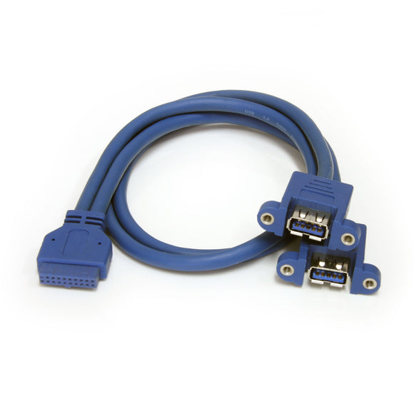 StarTech.com USB3SPNLAFHD 2-Port Panel Mount USB 3.0 Cable, USB A to Motherboard Header Cable F/F
