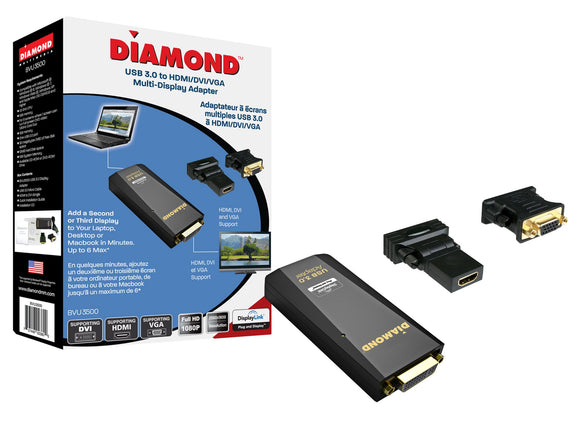 DIAMOND DMMBVU3500, USB 3.0/2.0 to DVI/HDMI/VGA Adapter