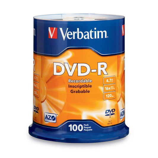 Verbatim DVD-R 4.7GB 16x AZO Recordable Media Disc - 100 Disc Spindle