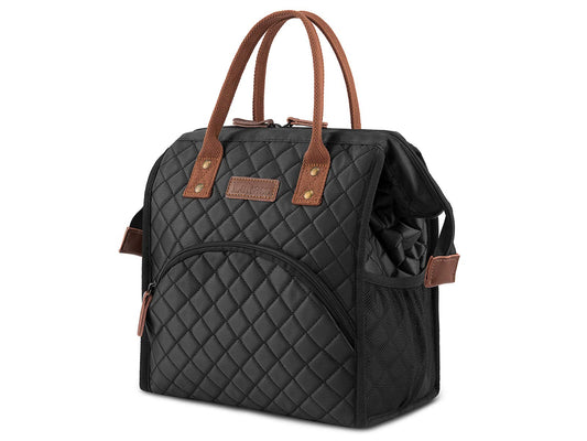 Hisen Waterproof Cooling Insulated Lunch Bag-Black (Argyle)