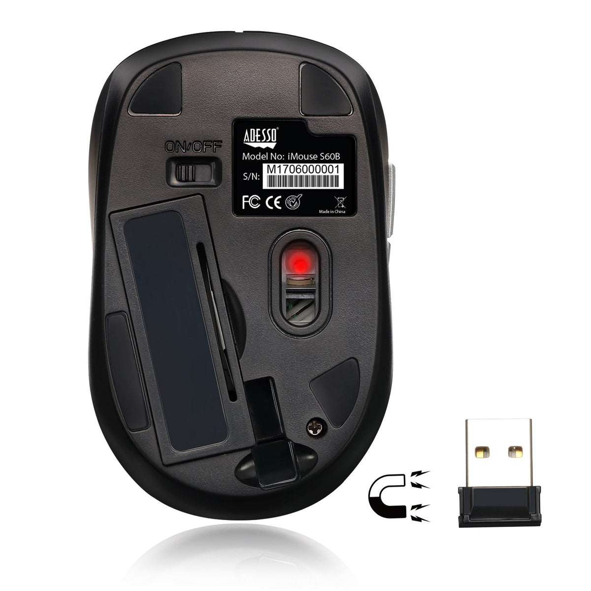 Adesso Ergonomic iMouse S60B - Wireless Optical Mouse