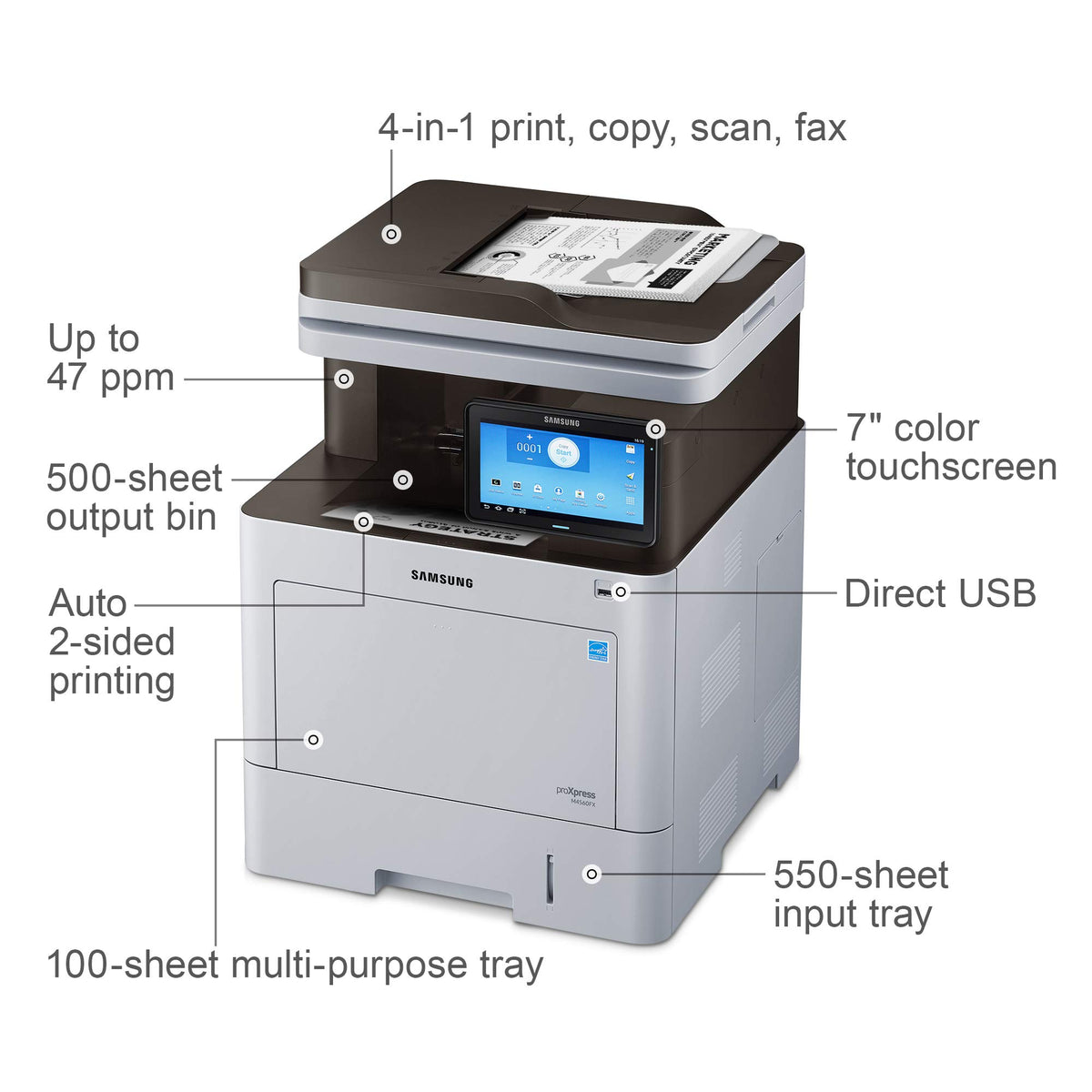 Samsung ProXpress SL-M4560FX Laser Multifunction Printer 7" (SS399C#BGJ)