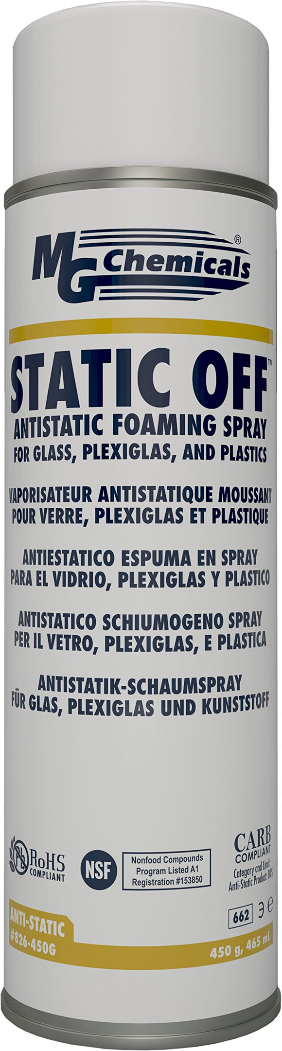 MG Chemicals 826-450G Static Off Antistatic Foaming Cleaner, Foaming (Clear)