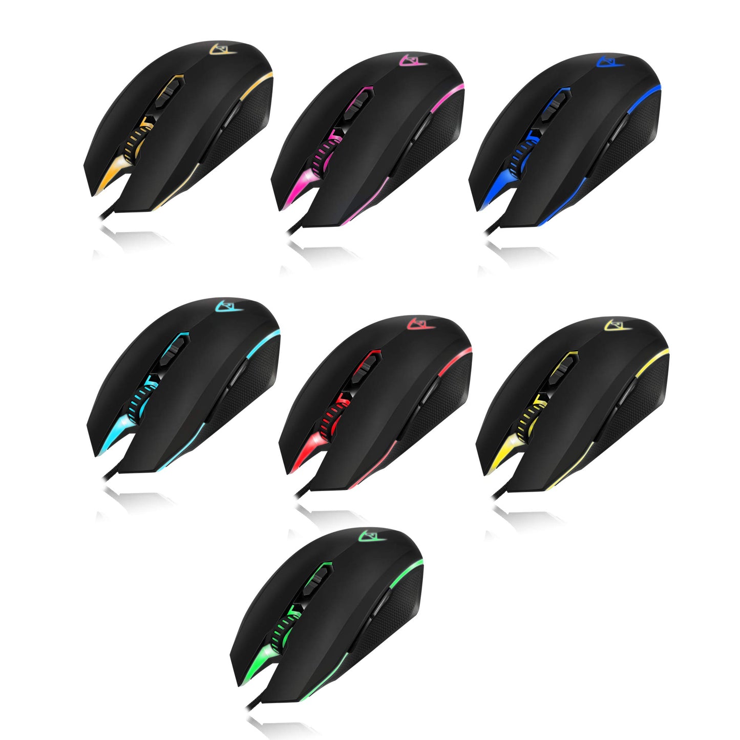 Adesso iMouse X2 Multi Color 7 Button Optical Ergonomic Gaming Mouse with 6 Foot USB Cable Wire and 7 Levels DPI Switch