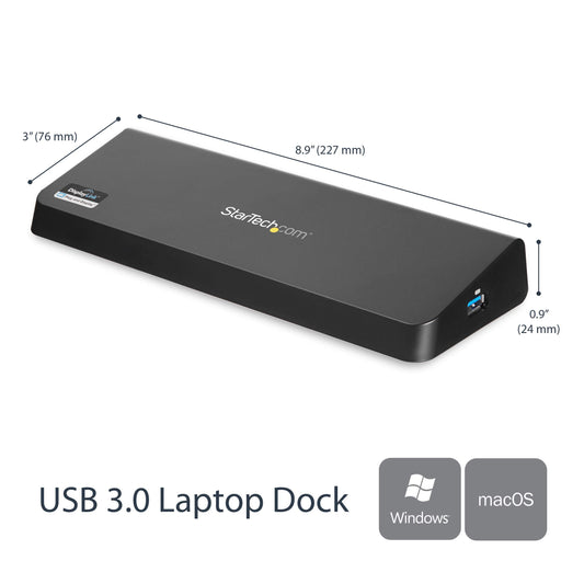 StarTech.com USB 3.0 Docking Station with HDMI and 4K DisplayPort - Dual Monitor Universal Docking Station - 4 USB Ports (USB3DOCKHDPC)