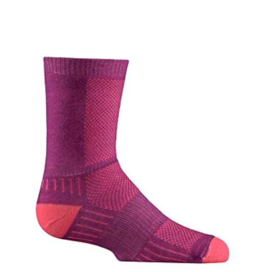 WrightSock Kids Coolmesh II Crew Size Medium (Plum/Pink)