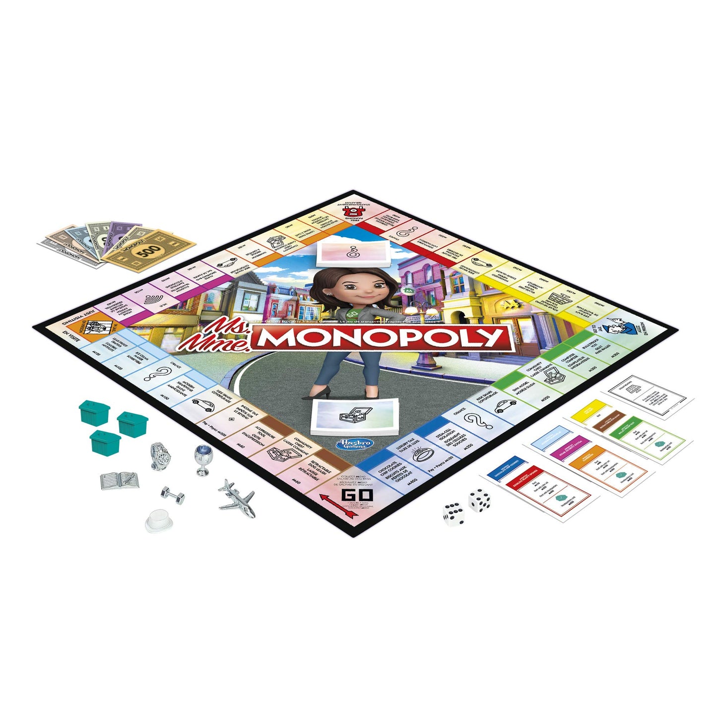 Hasbro Ms. Monopoly Board Game; First Game Where Women Make More Than Men; Features Inventions by Women; Game for Families and Kids Ages 8 and Up