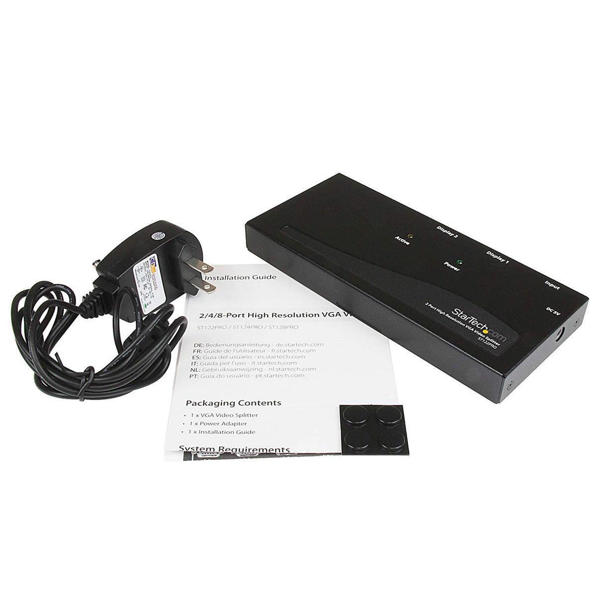 StarTech.com 2 Port High Resolution VGA Video Splitter with Built-in video Amplifier - 350 MHz - VGA Video Splitter 1 x 2 - 2048x1536 80Hz (ST122PRO)