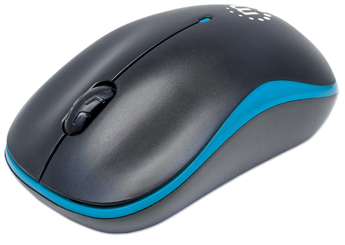 Manhattan Success Wireless Optical Mouse USB, 3 Buttons with Scroll Wheel, 1000 dpi, Blue/Black 179416