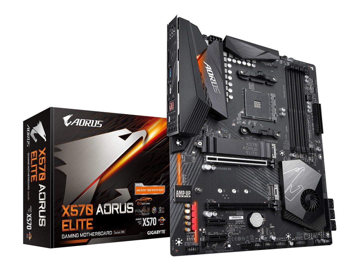 GIGABYTE X570 AORUS Elite (AMD 3rd Gen Ryzen AM4/X570/ATX/PCIe4.0/DDR4/Realtek ALC1200/Rear USB 3.1 Gen2 Type C/RGB Fusion 2.0/Dual M.2 Thermal Guard/Gaming Motherboard)