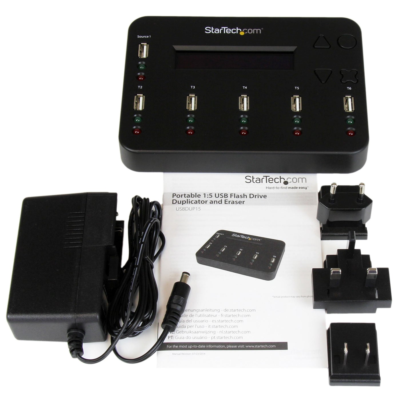 StarTech.com Standalone 1:5 USB Flash Drive Duplicator and Eraser - 1 to 5 Flash Drive Copier & Sanitizer with single/multi-pass DoD Erase (USBDUP15)