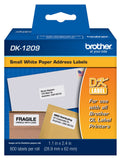 Brother Genuine DK-1209 Small Address Paper Label Roll, Die-Cut Paper Labels, Engineered for Excellence,  800 Labels Per Roll