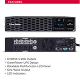 CyberPower PR2200RT2U Smart App Sinewave UPS System, 2200VA/2200W, 8 Outlets, 2U Rack/Tower
