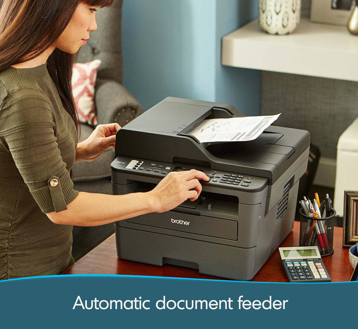 Brother MFCL2710DW Wireless Monochrome Printer with Scanner, Copier & Fax, Black