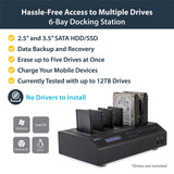 StarTech.com 6 Bay USB 3.0/ eSATA Duplicator and Eraser Dock for 2.5" & 3.5" SATA SSD HDD - 1:5 Standalone Cloner & Wiper Docking Station (SATDOCK5U3ER)
