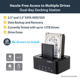 StarTech.com Dual Bay USB 3.0 Duplicator and Eraser Dock for 2.5" & 3.5" SATA SSD HDD - 1:1 Standalone Cloner & Wiper Docking Station (SATDOCK2REU3)