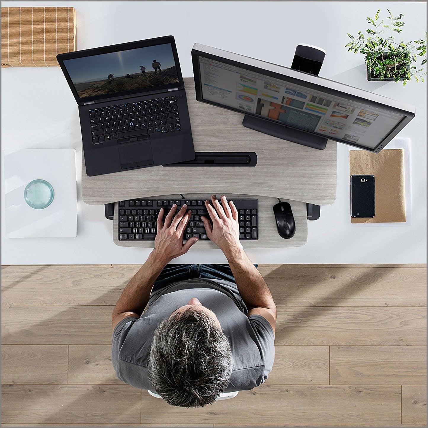 Ergotron 33-458-917 WorkFit-Z Mini Sit-Stand Desktop Standing Desk Converter - Compact Surface