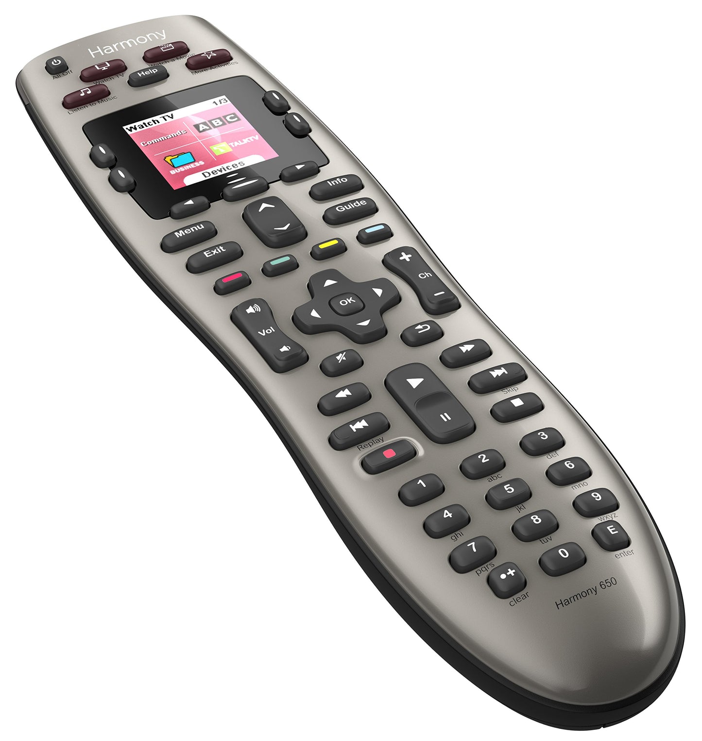 Refurbished Logitech Harmony 650 Infrared All in One Remote Control, Universal Remote Logitech, Programmable Remote (Silver)