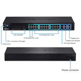 TRENDnet 24-Port PoE 10/100Mbps Ethernet and 4-Port Gigabit Web Smart Switch with 2 Shared Mini-GBIC Slots, Rack Mountable, TPE-224WS