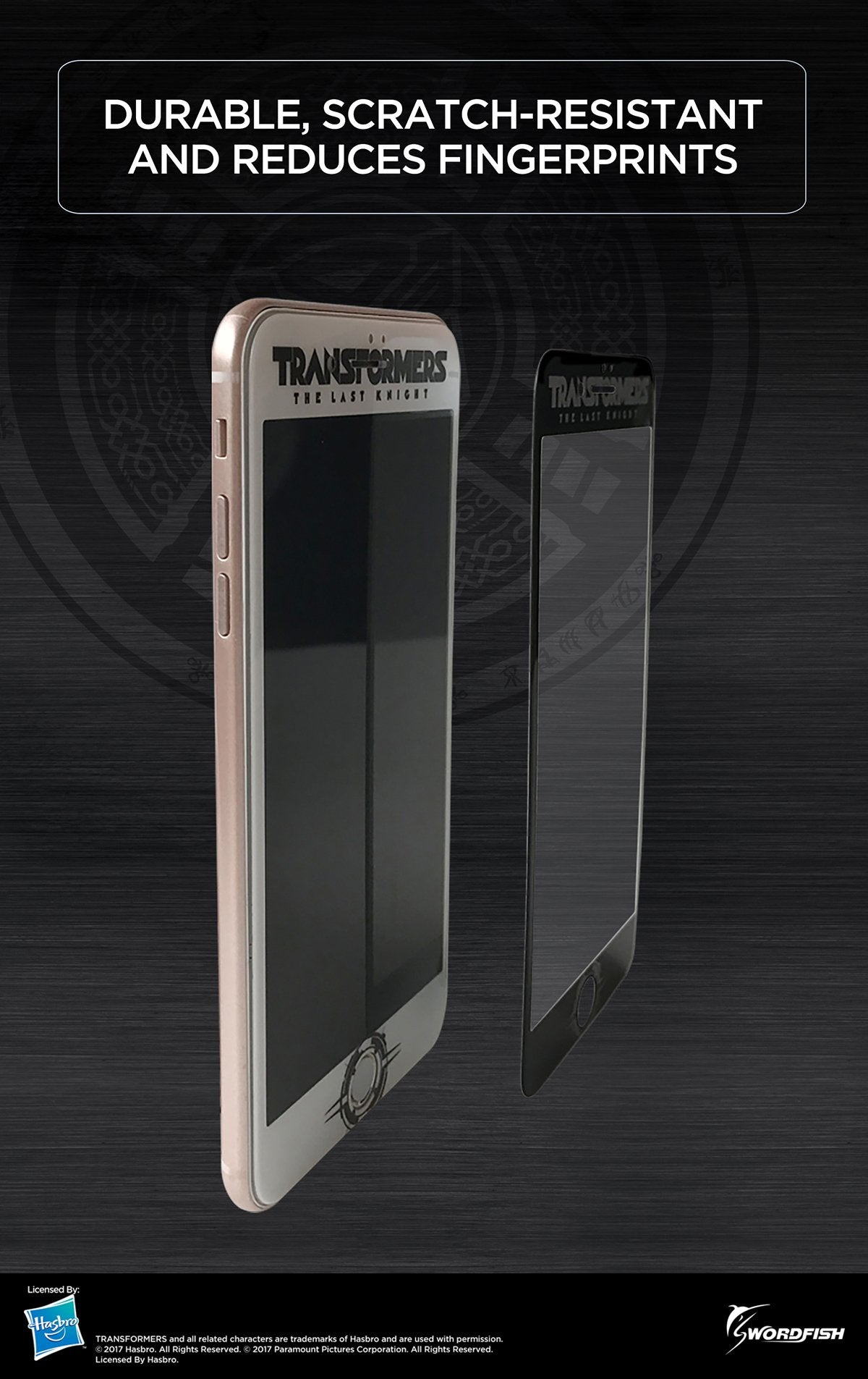 Transformers: Licensed Screen Protector - Black Frame - for iPhone 7 Plus, iPhone 8 Plus, Tempered Glass, 3D Curve Edge Full Screen Coverage, Premium HD Clear 9H Hardness - Swordfish Tech