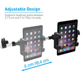 Macally Car Headrest Mount Holder for Apple iPad Pro/Air/Mini, Tablets, Nintendo Switch, iPhone, Smartphones 4.5" to 10" Wide with Dual Adjustable Positions and 360° Rotation (HRMOUNTPRO)