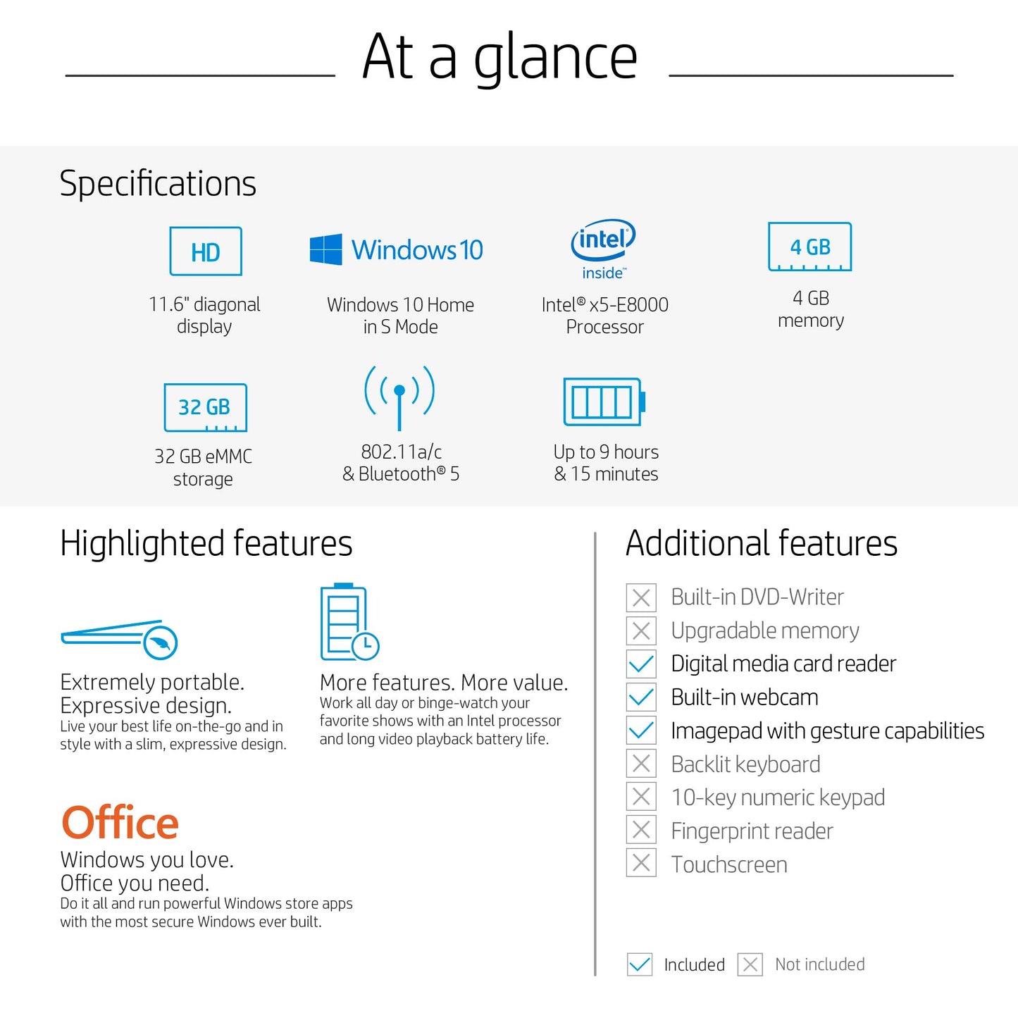 HP Stream 11-Inch Laptop, Intel X5-E8000 Processor, 4 GB RAM, 32 GB eMMC, Windows 10 Home in S Mode with Office 365 Personal and 1 TB Onedrive Storage for One Year (11-ak1010nr, Royal Blue)