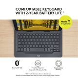 Refurbished of Logitech Universal Folio with Integrated Bluetooth 3.0 Keyboard for 9-10" Apple, Android, Windows Tablets - Compatible with Models Listed