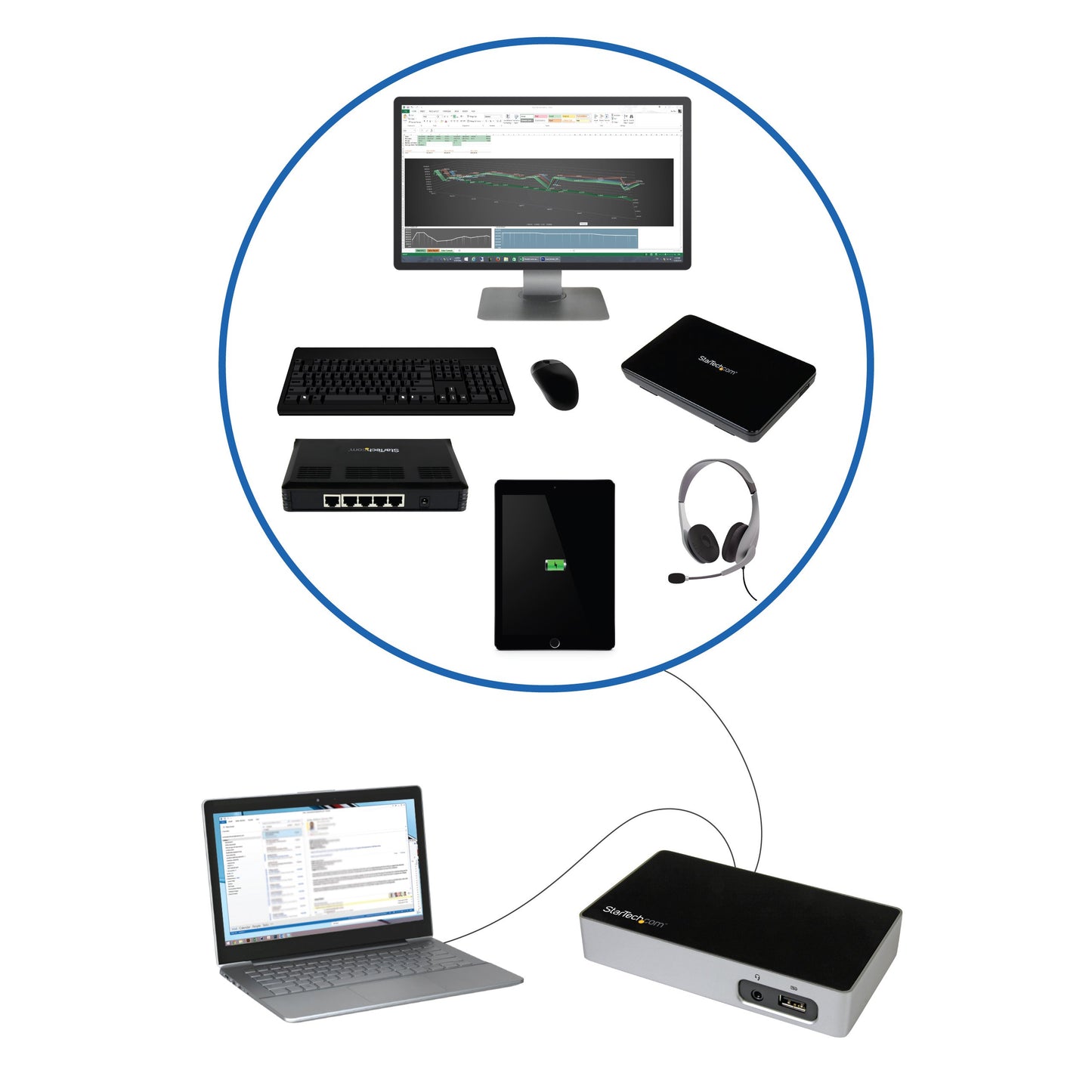 StarTech.com DVI Docking Station for Laptops - USB 3.0 - Universal Laptop Docking Station - DVI Laptop Dock (USB3VDOCKD)