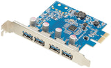 VisionTek 900870 4 Port USB 3.0 x1 PCIE Internal Card for PC & Server