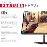 Hewlett Packard 25 Inch Gaming Monitor FHD 240Hz 1ms Nvidia G-Sync (Black)