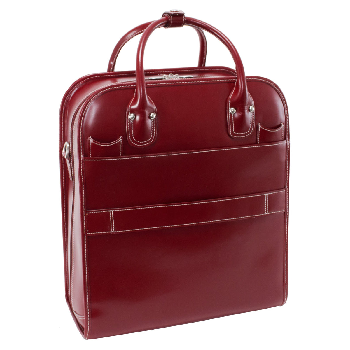 McKlein 96496 USA la Grange 15" Leather Vertical Patented Detachable -Wheeled Ladies' Laptop Briefcase Red