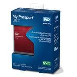 WD My Passport Ultra 500GB Portable External Hard Drive USB 3.0 with Auto and Cloud Backup, Red (WDBPGC5000ARD-NESN)
