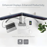 StarTech.com Dual 4K Thunderbolt 3 Docking Station - Windows & Mac - 15W Power Delivery DisplayPort & TB3 Laptop Dock (TB3DKDPMAW)