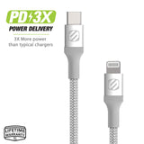 6FT Braided USB-C to LIGHTINGCBL Premium Braided Cable- Silver