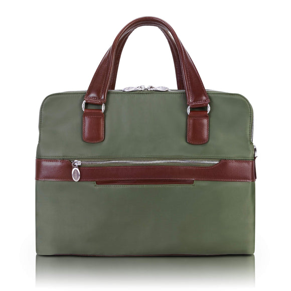 McKlein 18581 USA Hartford Nylon Dual Compartment Briefcase Green