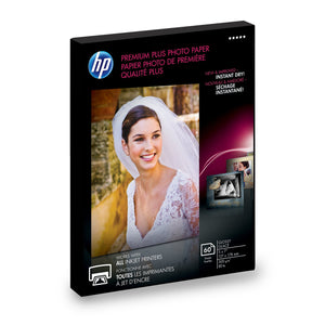 HP Premium Plus Photo Paper -for Inkjet Print -5"x7" -300 g/m -Recycled -Glossy -60/Pack -White