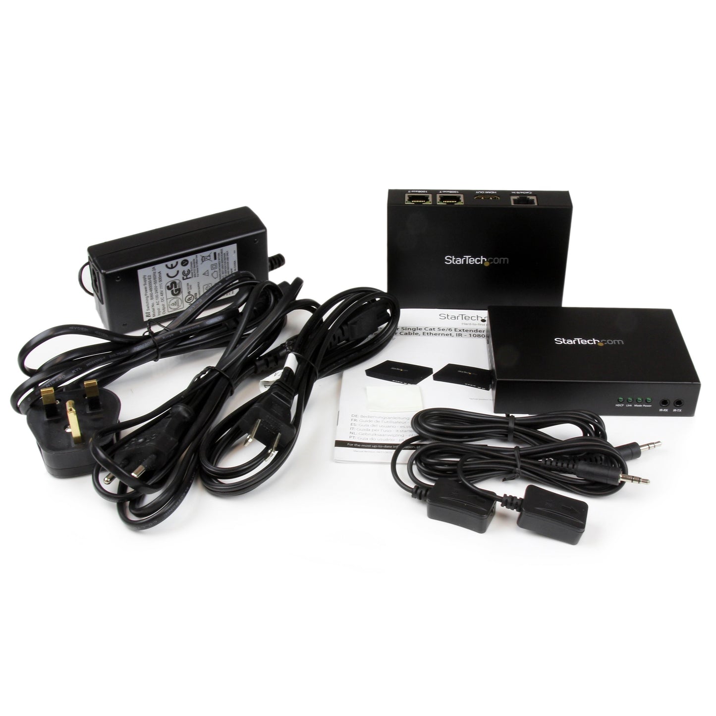 StarTech.com HDMI over Single Cat 5e/6 Extender with Power over Cable Ethernet and Inrared IR - HDMI over Ethernet Cable 1080p - 330 ft (ST121HDT4P)
