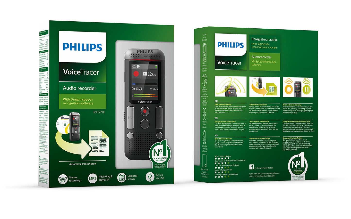 Philips VoiceTracer Audio Recorder DVT2710/00 with Dragon Speech Recognition Software