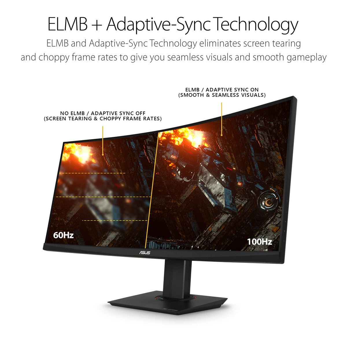 Asus TUF Gaming VG35VQ 35" Curved HDR Monitor 100Hz Uwqhd (3440 X 1440) 1ms FreeSync Eye Care DisplayPort HDMI USB HDR10