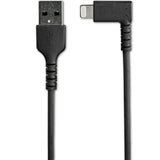 2m / 6.6ft Angled Lightning to USB Cable - Heavy Duty MFI Certified Lightning Cable - Black - USB to Lightning (RUSBLTMM2MBR)