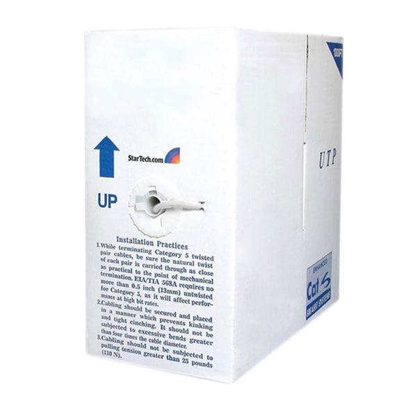 StarTech.com 1000 ft Bulk Cat6 Ethernet Cable - Stranded - CM-Rated for In-Wall Use - Cat 6 UTP Patch Cable - White (WIRC6PATWHRL)