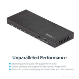 StarTech.com HDMI Splitter - 4-Port - 4K 60Hz - HDMI Splitter 1 in 4 Out - 4 Way HDMI Splitter - HDMI Port Splitter (ST124HD202)