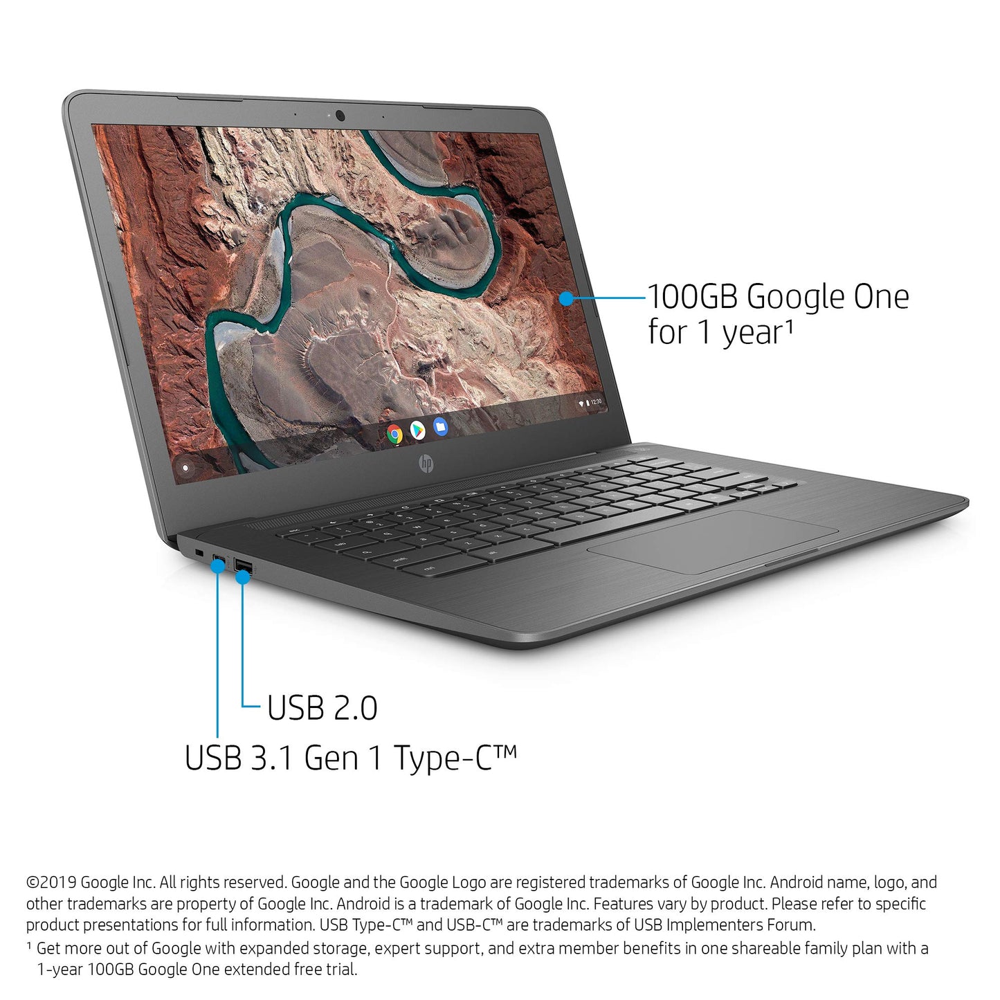 HP Chromebook 14-inch Laptop with 180-Degree Hinge, Full HD Screen, AMD Dual-Core A4-9120 Processor, 4 GB SDRAM, 32 GB eMMC Storage, Chrome OS (14-db0040nr, Chalkboard Gray)