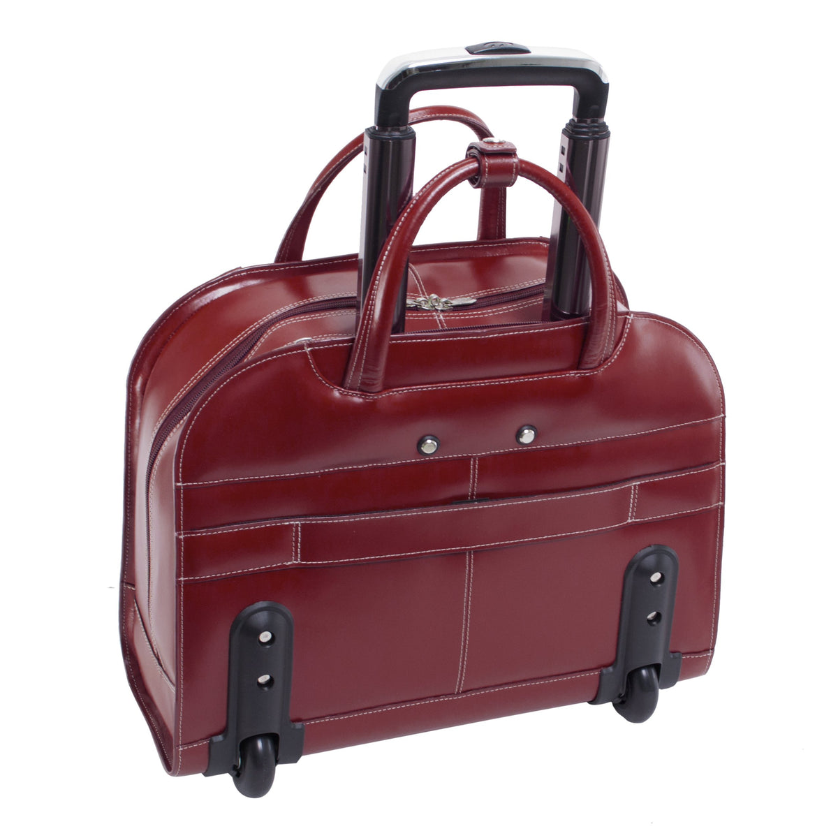 McKlein 96186A USA Davis 15" Leather Wheeled Ladies' Laptop Briefcase Red