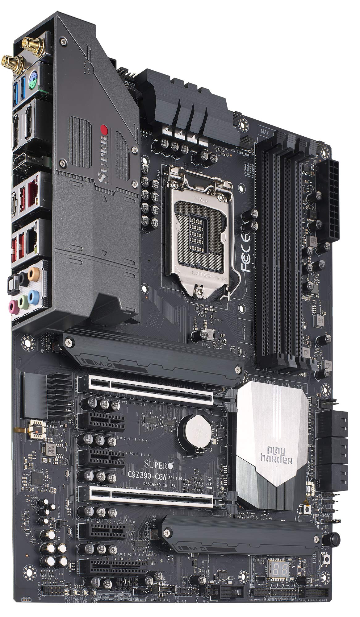 Supermicro MBD-C9Z390-CGW-O Motherboard LGA 1151 (300 Series) Intel Z390 DDR4 SATA 6GB/s M.2 DisplayPort HDMI 10G LAN Wi-Fi USB 3.1 RGB ATX