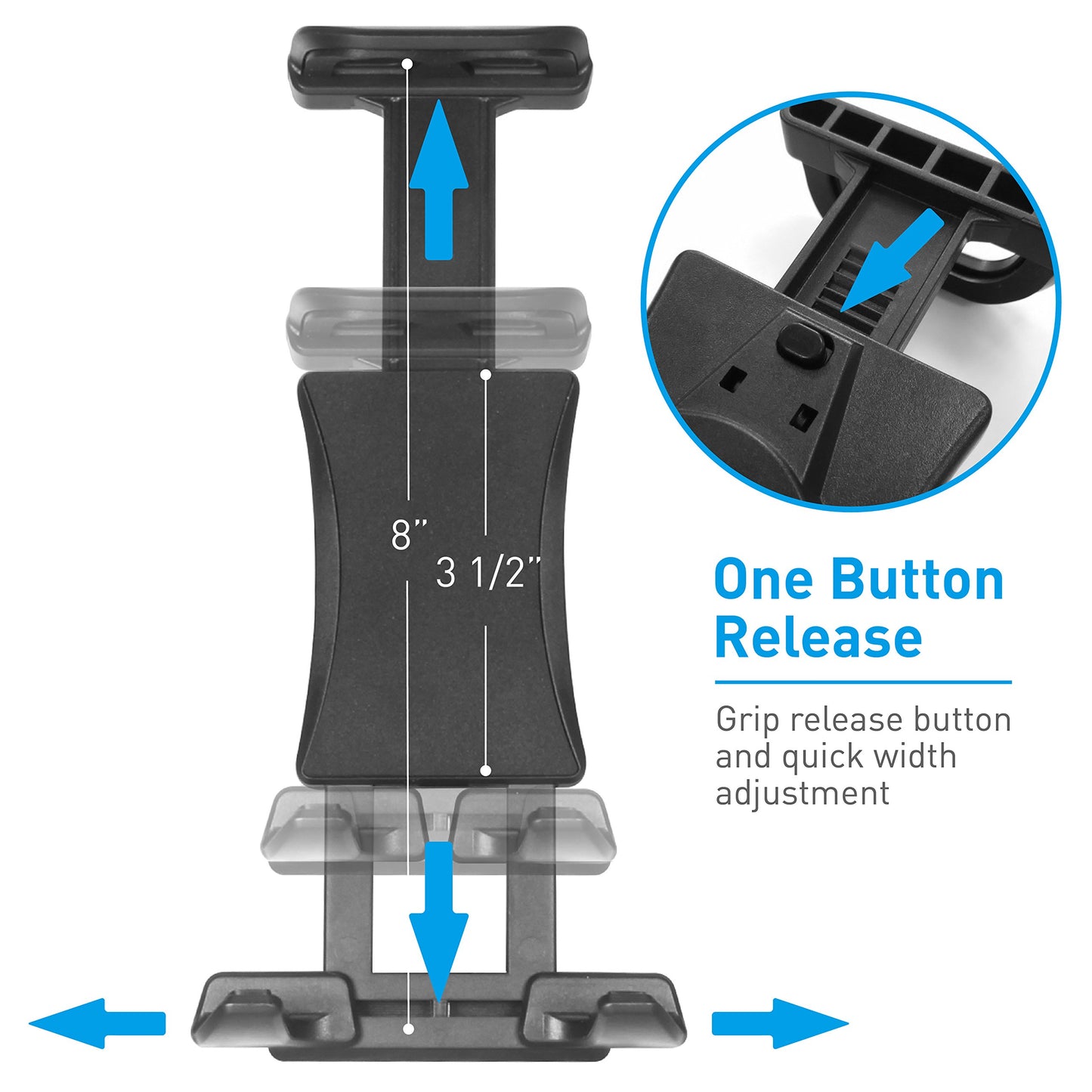 Macally Adjustable Car Seat Headrest Mount and Holder for Apple iPad Air/Mini, Samsung Galaxy Tab, Kindle Fire, Nintendo Switch, and 7" to 10" Tablets (HRMOUNT)