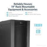 StarTech.com 42U Server Rack Cabinet - 4-Post Adjustable Depth (5.2" to 35") IT Network Equipment Rack Enclosure with Casters - 3315lbs (RK4242BK24)